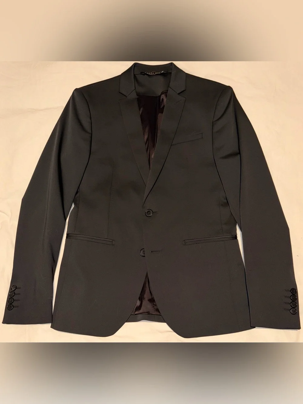 Zara Man Two-Button Black Suit Jacket (36R) & Trousers (31x30) Set Romania Made
